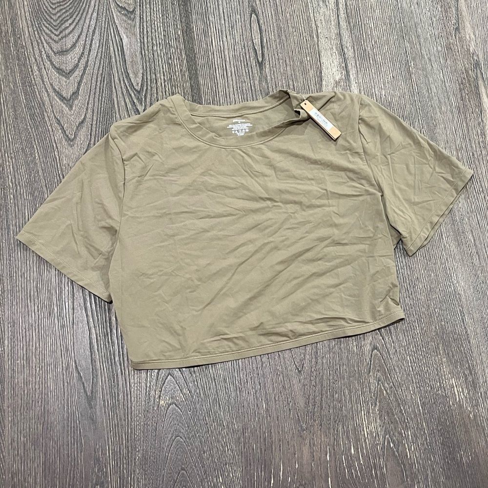 NWT Skims Fits Everybody Super Cropped T-Shirt Short Sleeve Crewneck Khaki 2X
